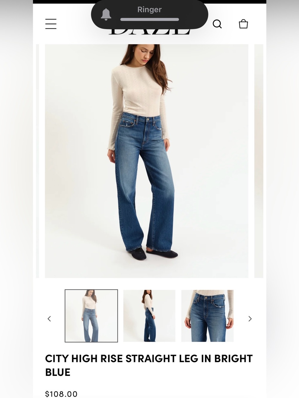 High-Rise Straight Leg Jeans in Medium Blue